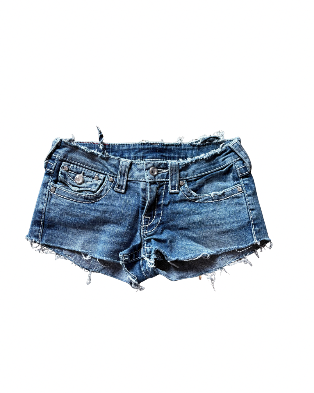 1/1 Vintage Distressed True Religion Micro Denim Shorts (26)