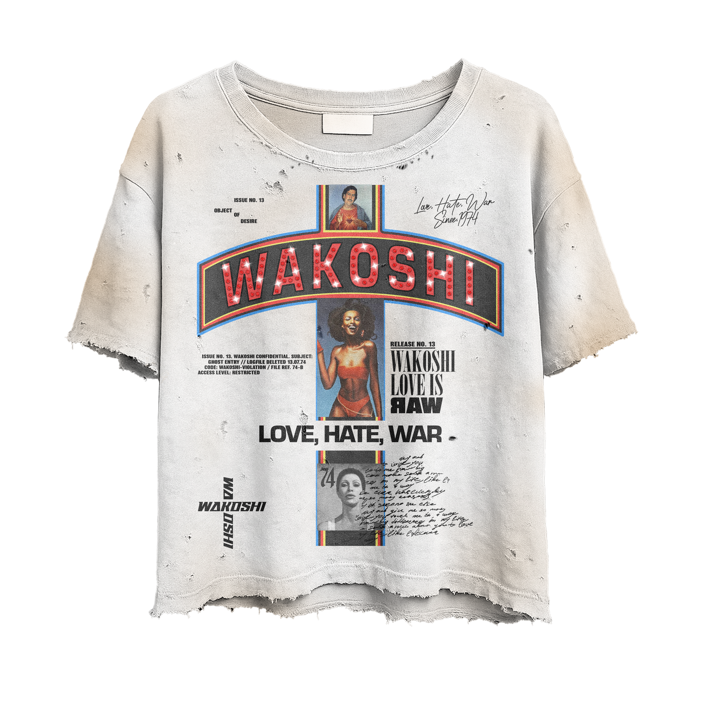 Rhinestone Vintage Wakoshi ‘Love, Hate, War’ T