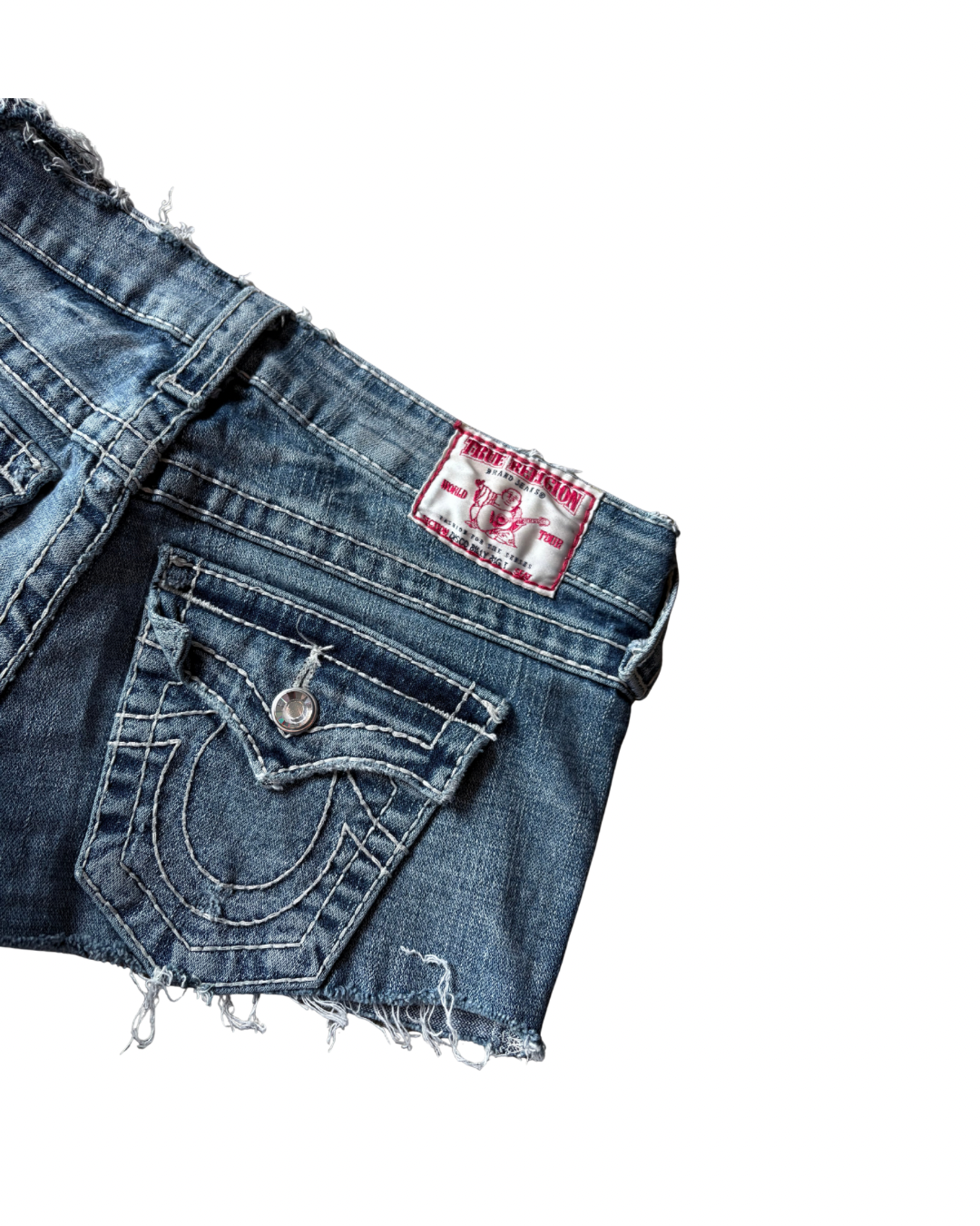1/1 Vintage Distressed True Religion Micro Denim Shorts (26)