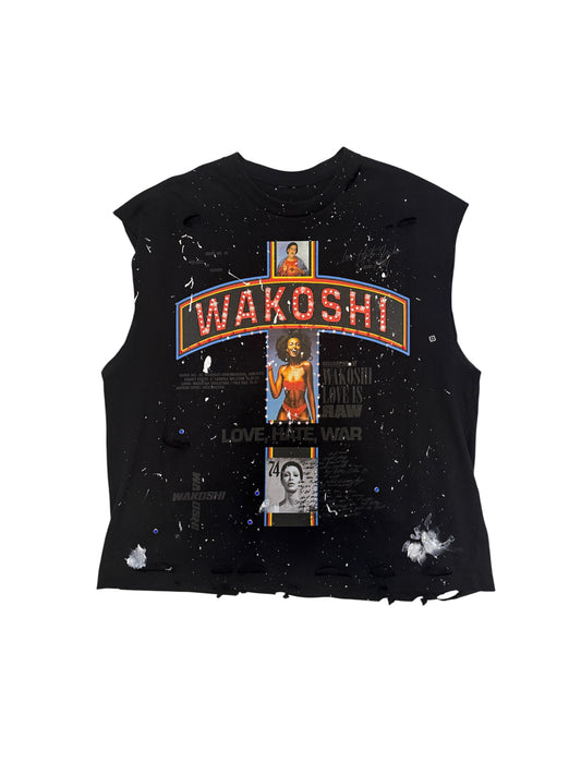 Distressed Wakoshi Cut Off Graphic T