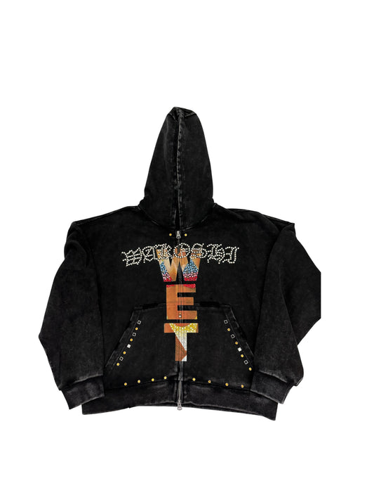 Black Wakoshi WET zip up hoodie