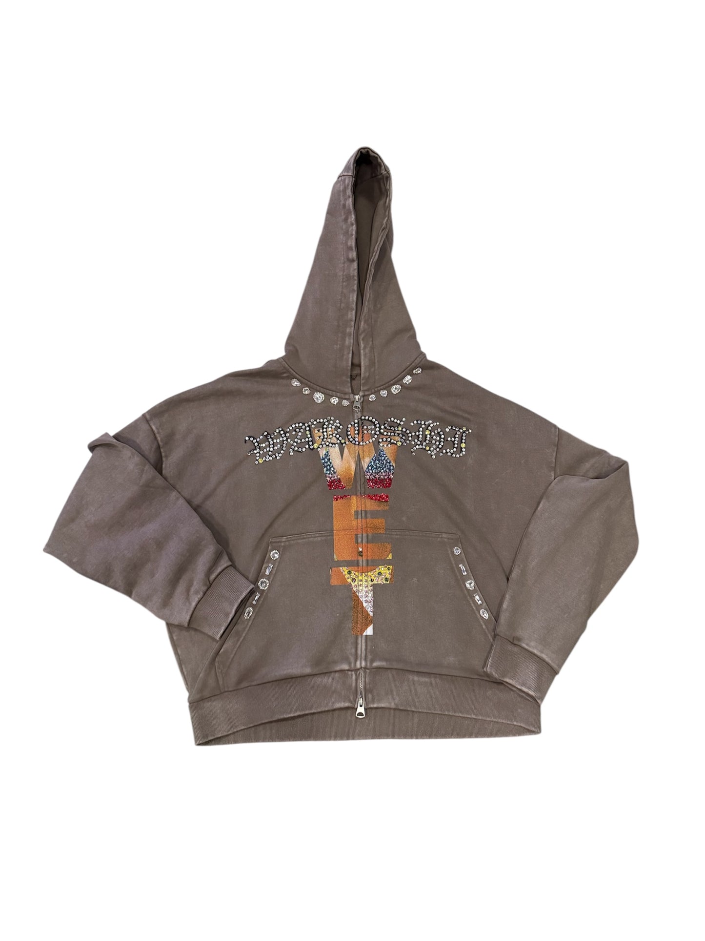 Taupe Wakoshi WET zip up hoodie