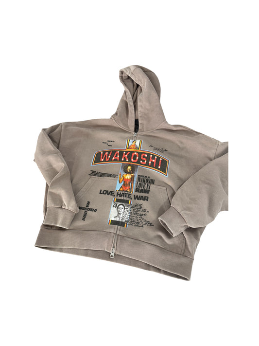 Wakoshi ‘Love, Hate, War’ Zip Up Hoodie